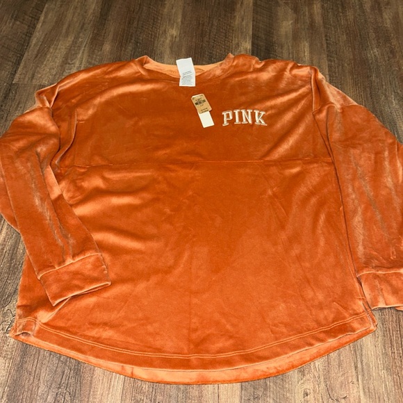 PINK Velour Sweatshirt - Victoria's Secret Cinnamon NWT size M Beautiful - Picture 1 of 3